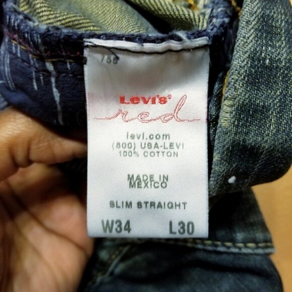 Levi's Red | Men's Slim Straight Distressed Jeans (Size 34) - Picture 2 of 8